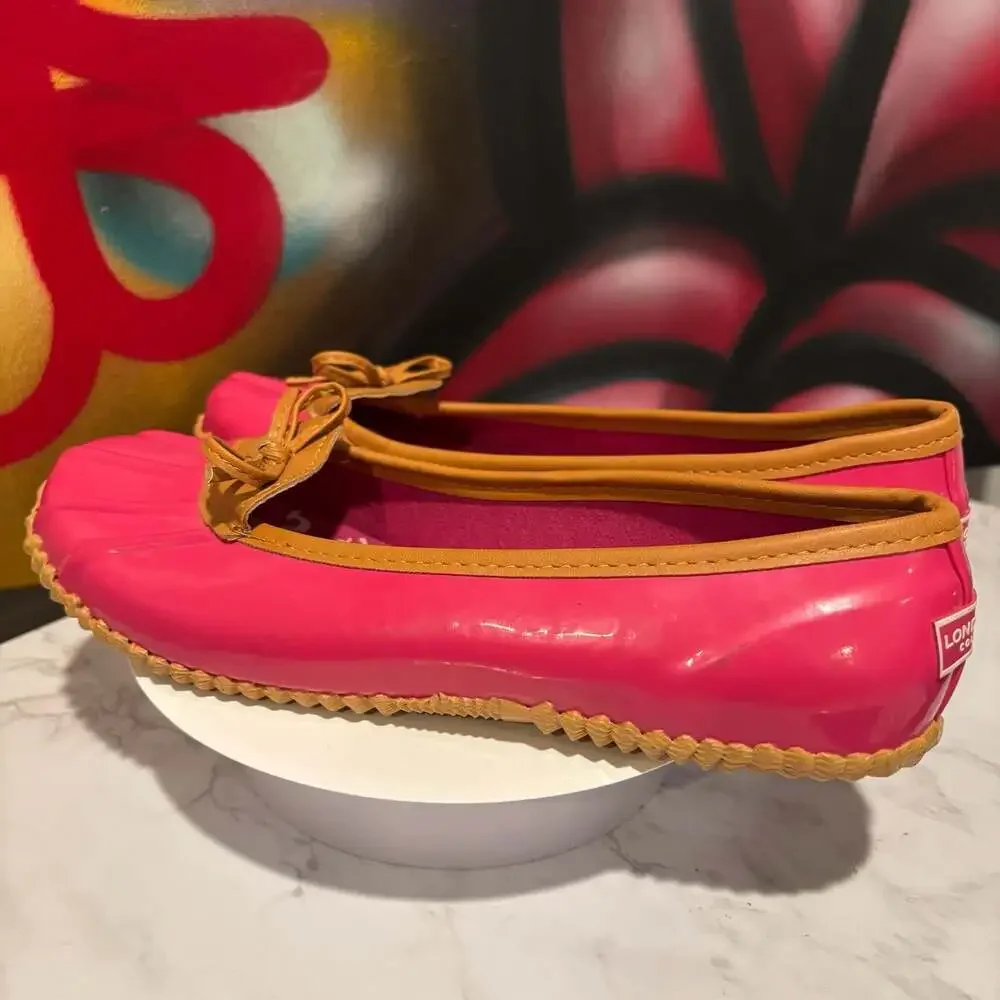 London Fog Webster Pink Duck Skimmer Ballet Flats Rain Shoes